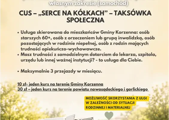 Rusza nabór do taksówki społecznej w gminie Korzenna. Opłata od 10 zł