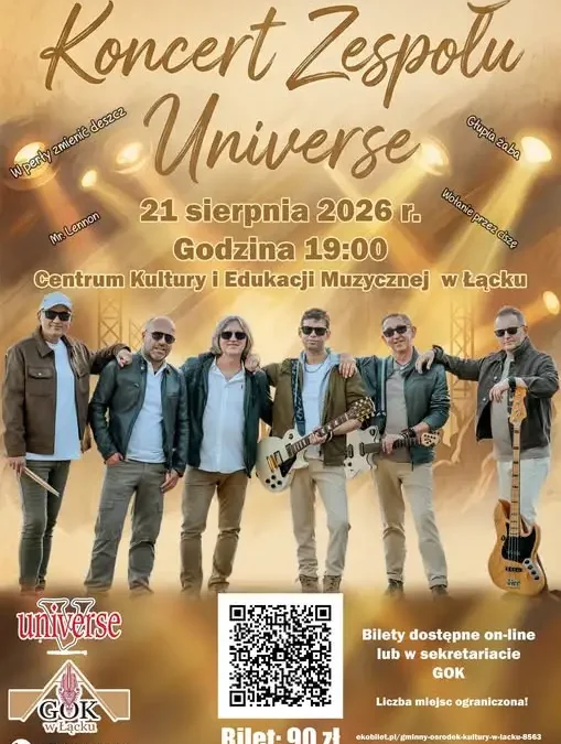 Zespół Universe wystąpi w Łącku – koncert pełen wspomnień już 21 sierpnia
