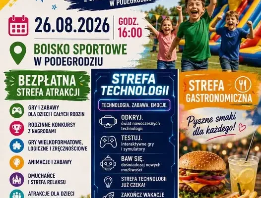 Zakończenie wakacji w Podegrodziu – festyn rodzinny na boisku sportowym