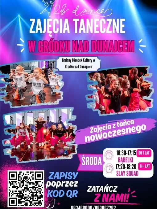 Zapraszamy na zajęcia tańca nowoczesnego 2B Dance w GOK Gródek nad Dunajcem