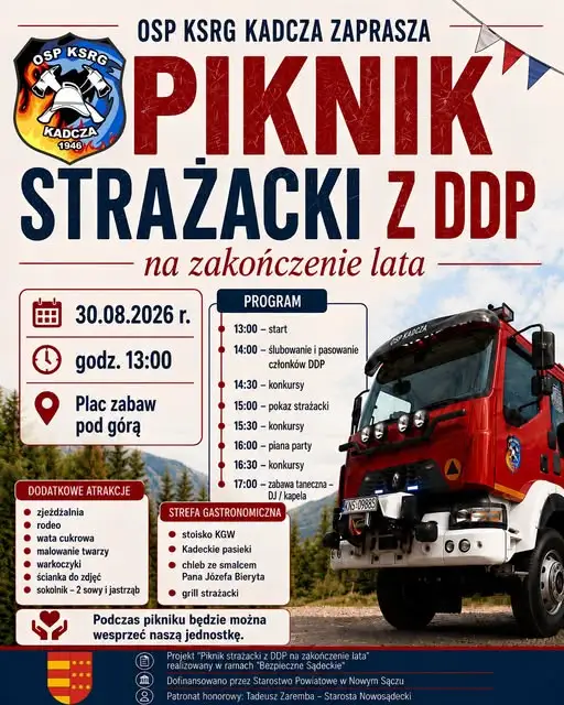 Piknik Strażacki w Kadczy na zakończenie lata – już w niedzielę!