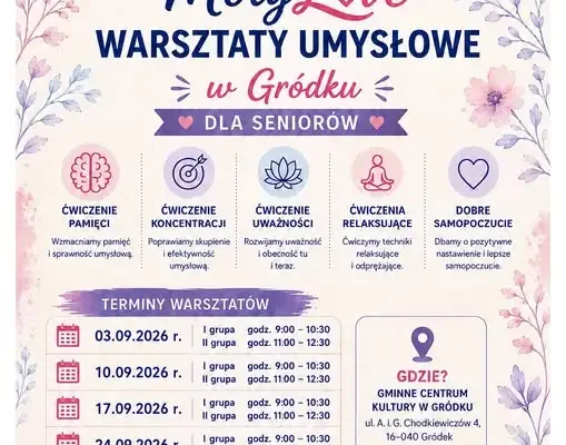 Seniorzy z gminy Gródek mogą skorzystać z bezpłatnych warsztatów pamięci