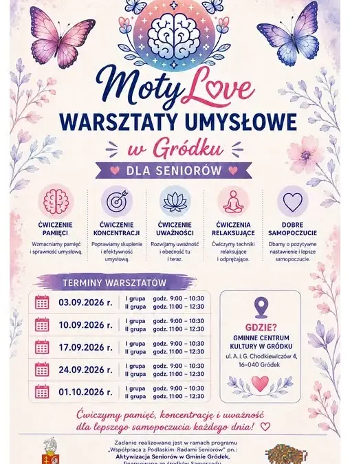 Seniorzy z gminy Gródek mogą skorzystać z bezpłatnych warsztatów pamięci