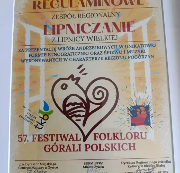 Lipniczanie z sukcesami na 57. Festiwalu Folkloru Górali Polskich w Żywcu