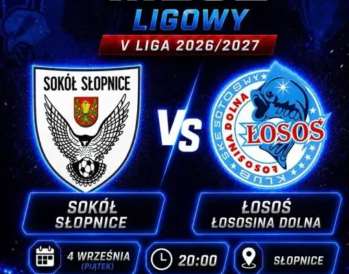 Piłkarski pojedynek w Słopnicach: Sokół podejmie Łososia w 5. kolejce ligi