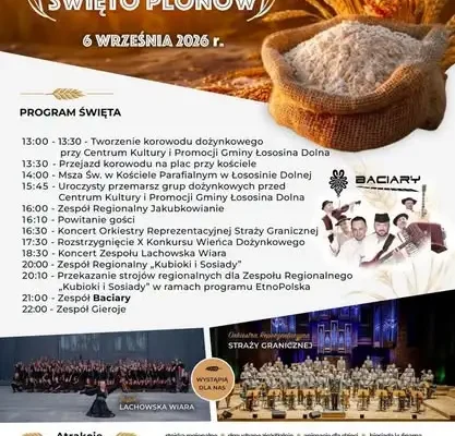 Gminne Dożynki w Łososinie Dolnej już 6 września – święto plonów pełne tradycji
