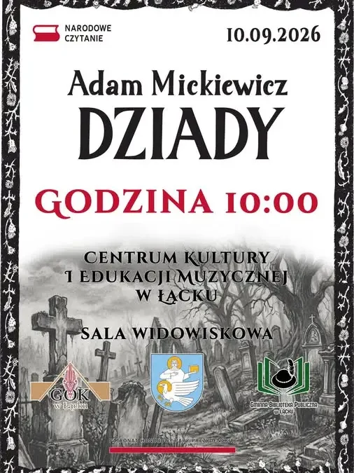 Narodowe Czytanie w Łącku: Dziady Adama Mickiewicza w Centrum Kultury