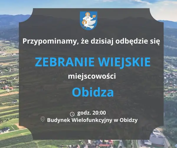 Zebranie wiejskie w Obidzy dziś o 20:00 – przypomnienie dla mieszkańców