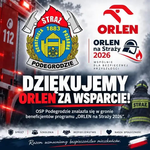 OSP Podegrodzie z grantem od Fundacji ORLEN w programie „ORLEN na straży”