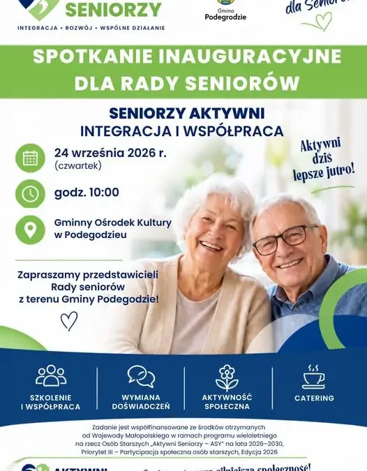 Rada Seniorów w Gminie Podegrodzie zaprasza na spotkanie inauguracyjne