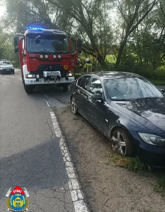 Podegrodzie: samochód wypadł z drogi — interweniowały służby ratunkowe