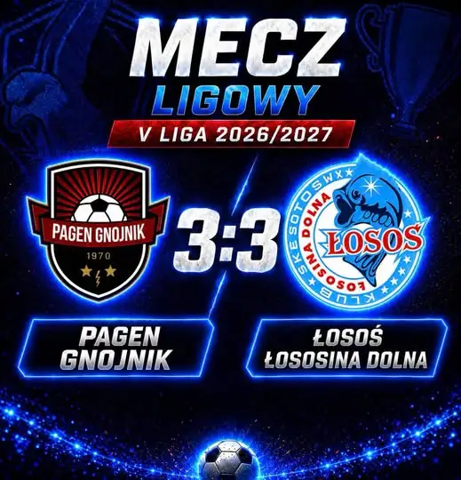 Emocjonujący remis beniaminków. Pagen-Łosoś 3-3 z Gnojnika