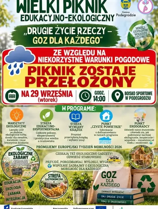 Piknik ekologiczny w Podegrodziu przełożony na 29 września