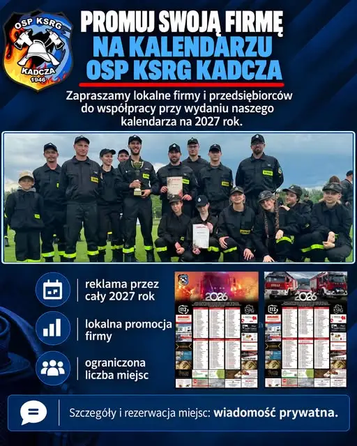 OSP Kadcza szuka firm do kalendarza na 2027 rok