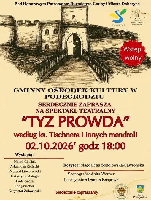 Teatralny wieczór w Podegrodziu – spektakl „Tyz prowda” już 2 października