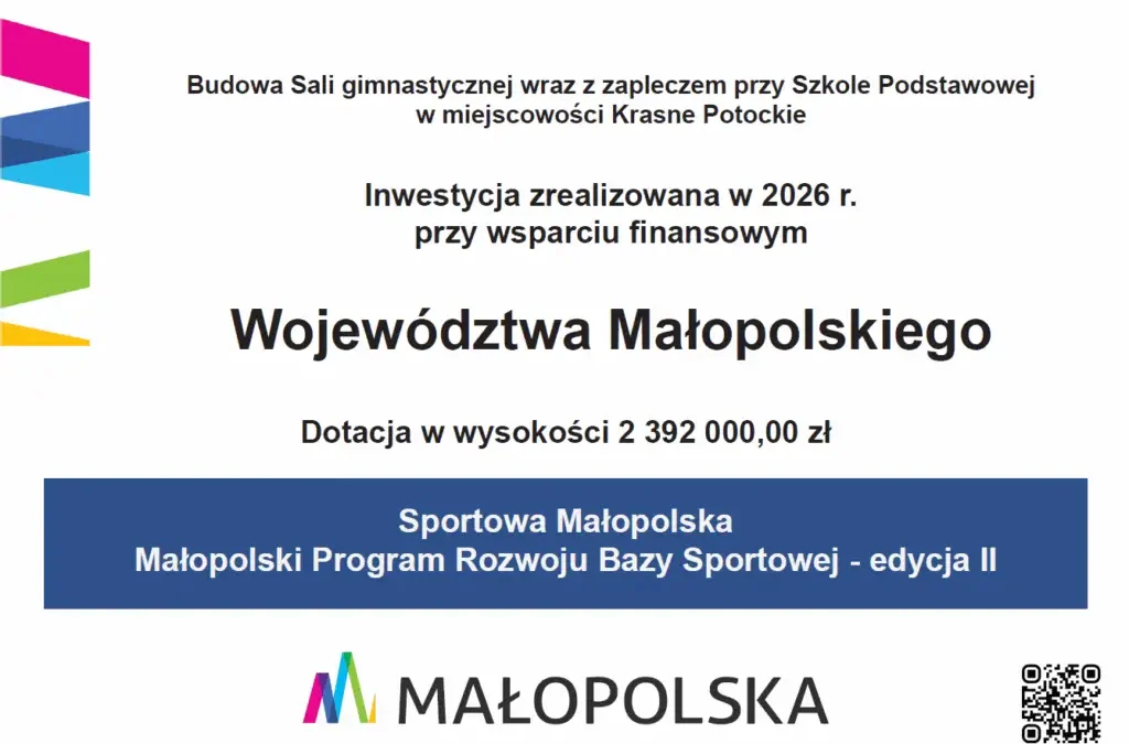 Gmina Chełmiec otrzymała 2,39 mln zł na salę gimnastyczną w Krasnem Potockiem