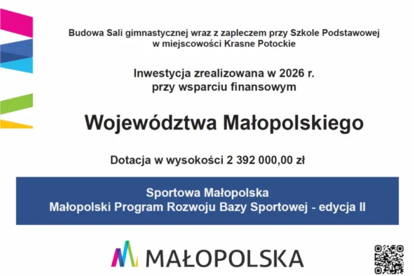 2,4 mln zł na salę gimnastyczną przy szkole w Krasnem Potockiem