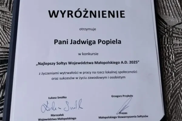 Sołtysi z gminy Chełmiec uhonorowani w wojewódzkim konkursie