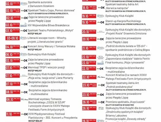 Październik pełen kultury w Nowym Sączu – sprawdź harmonogram wydarzeń