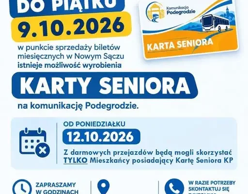 Karta Seniora w Gminie Podegrodzie – ostatni moment do 9 października