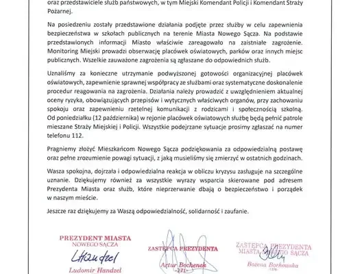 Nowy Sącz: Sztab kryzysowy i wzmożone patrole przy szkołach od poniedziałku