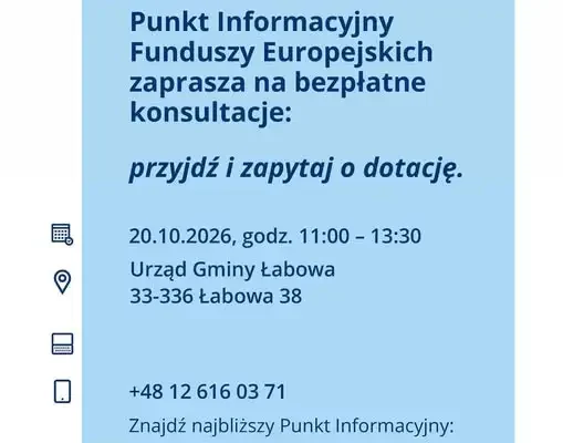 Mobilny Punkt Informacyjny Funduszy Europejskich w Łabowej – bezpłatne konsultacje