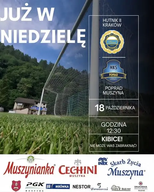Poprad Muszyna zagra na wyjeździe z Hutnikiem II Kraków. Cel: trzy punkty