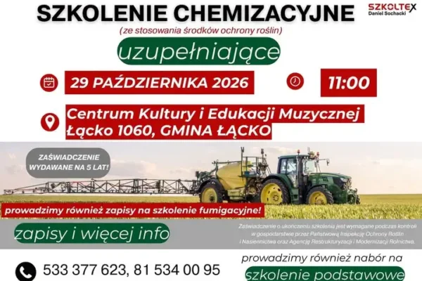 Szkolenie ze stosowania środków ochrony roślin w Łącku – 29 października