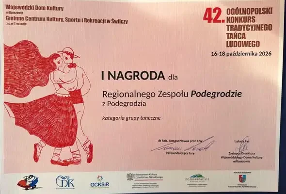 Regionalny Zespół Podegrodzie triumfuje na 42. Ogólnopolskim Konkursie Tańca Ludowego