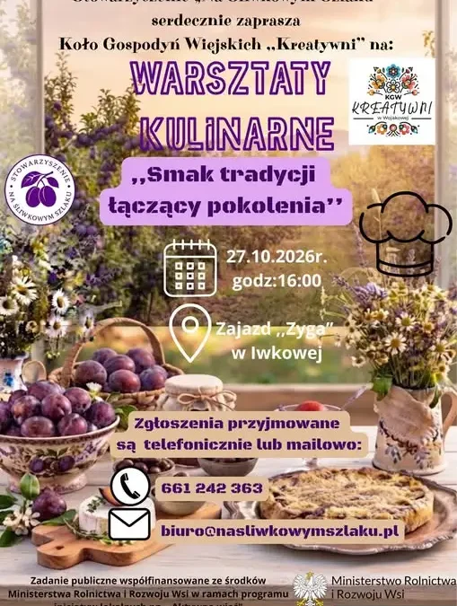 Warsztaty kulinarne „Smak tradycji łączący pokolenia” w Iwkowej – 27 października