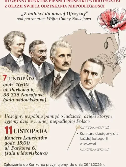 III Gminny Konkurs Pieśni i Piosenki Patriotycznej w Nawojowej – zapisy do 5 listopada