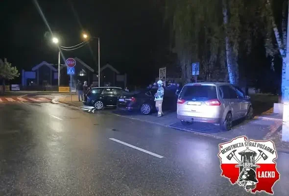 Zdarzenie drogowe w Łącku – interweniowały OSP Łącko i JRG 2 Nowy Sącz